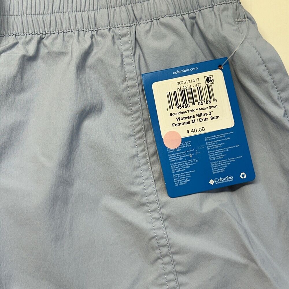 NWT Columbia Women's Boundless Trek Active Shorts - 3” Inseam Size M Light Blue - Picture 2 of 8